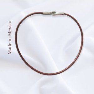 NEW- Mexican-Made Faux Leather Chocker necklace w stainless steel hardware